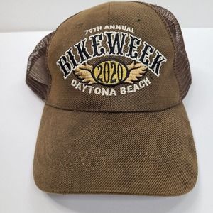 Bike Week 2020 79th Annual Daytona Beach FL Hat Adjustable Cap Embroidered Brown